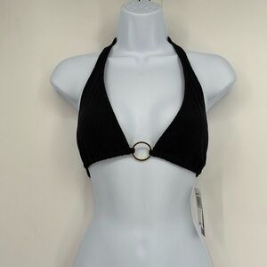 NEW Polo Ralph Lauren Large Swim Suit Top Black Halter Gold Beach Resort Vaca